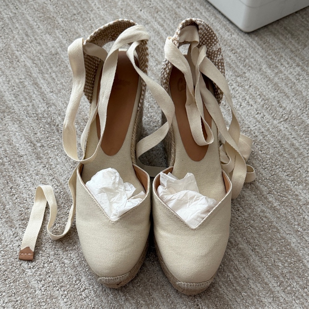 Castaner Cream Espadrille Wedges